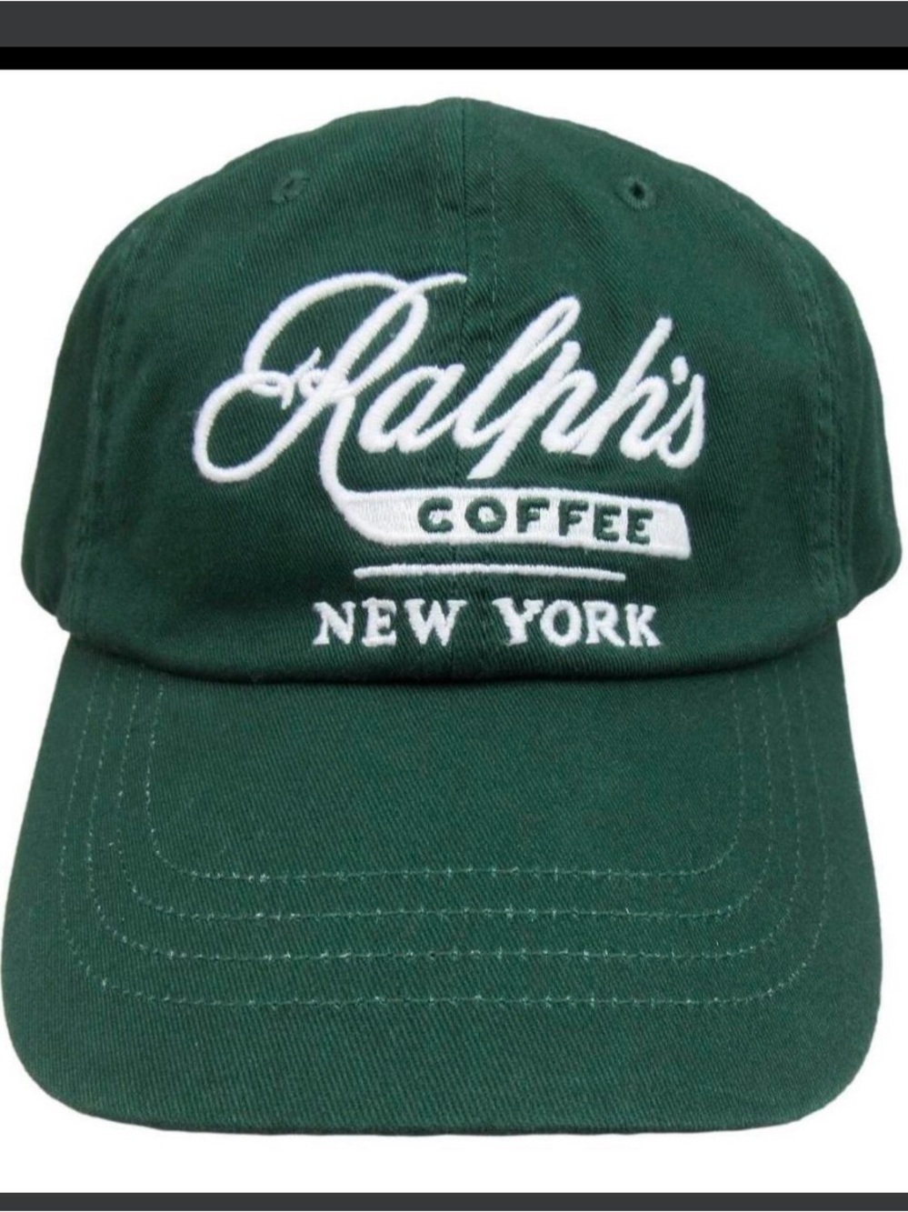 Ralph Lauren Green Baseball Cap with White Ralph's Coffee Embroidery